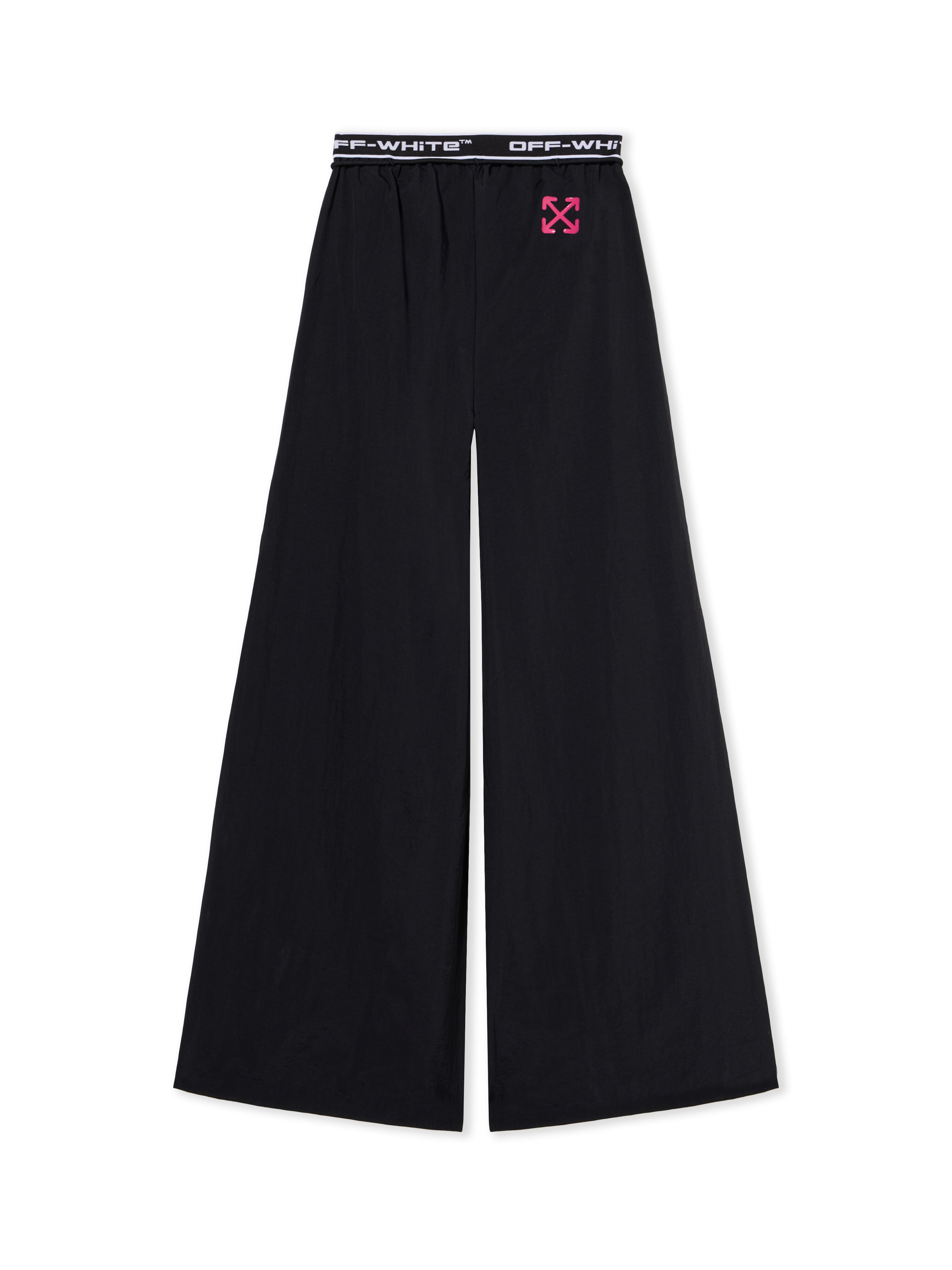 OFF WHITE Logoband Wide-Leg Pants BLACK - FUCHSIA OWVI017F25FAB001