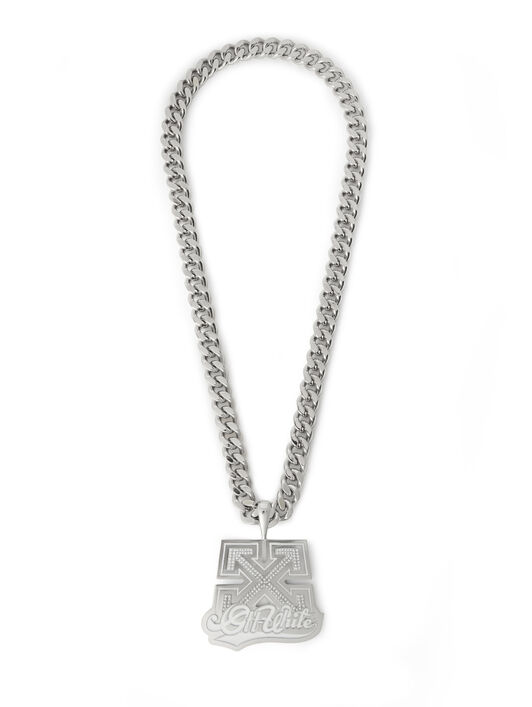 OFF WHITE Bling Strass Arrow Chain SILVER - SILVER OMOB164S26MET001