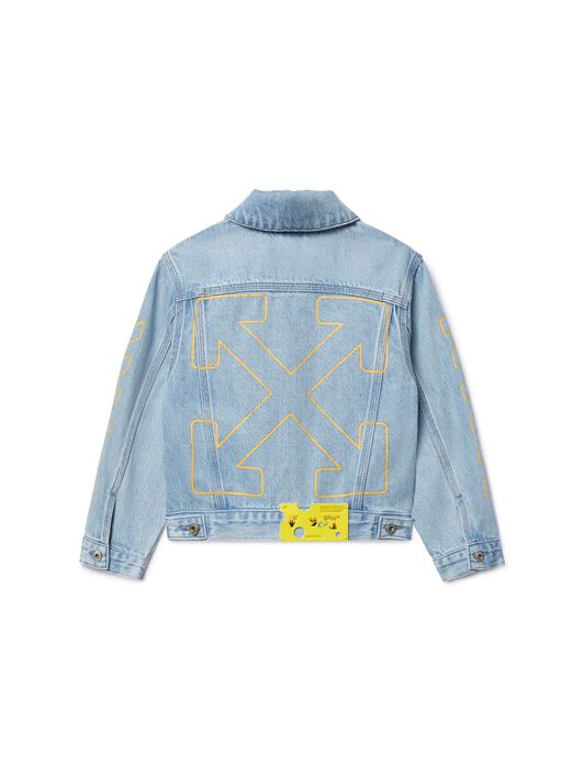 OFF WHITE Diagonal Bookish Denim Jacket BLUE OBYE001S25DEN001