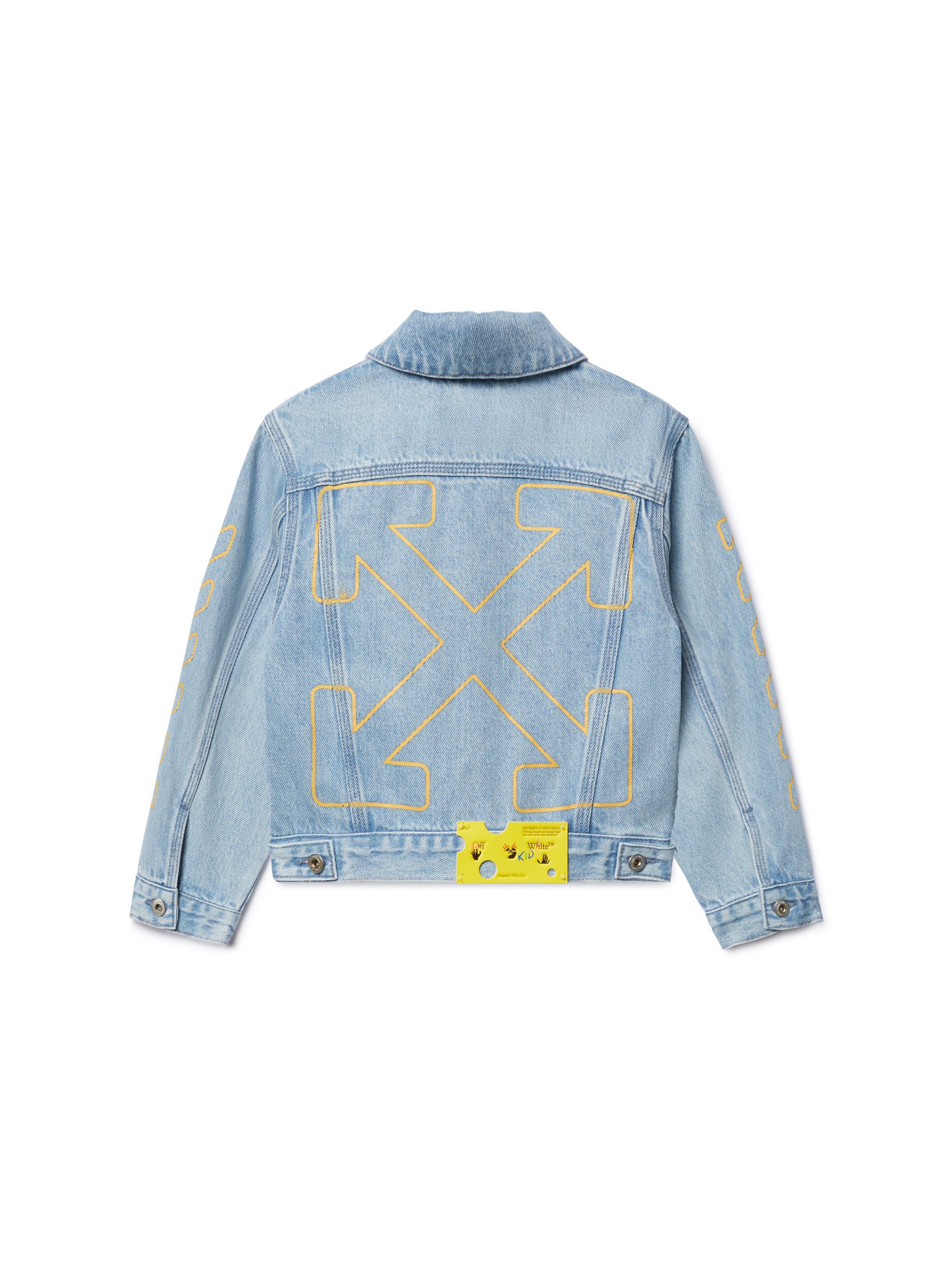 OFF WHITE Diagonal Bookish Denim Jacket BLUE OBYE001S25DEN001