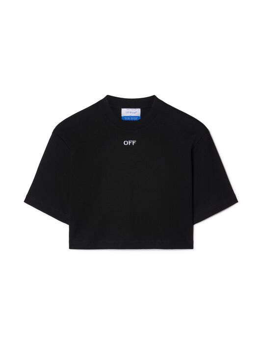 OFF WHITE Off Stamp Rib Cropped Tee Black-White 2AA081C99JER004