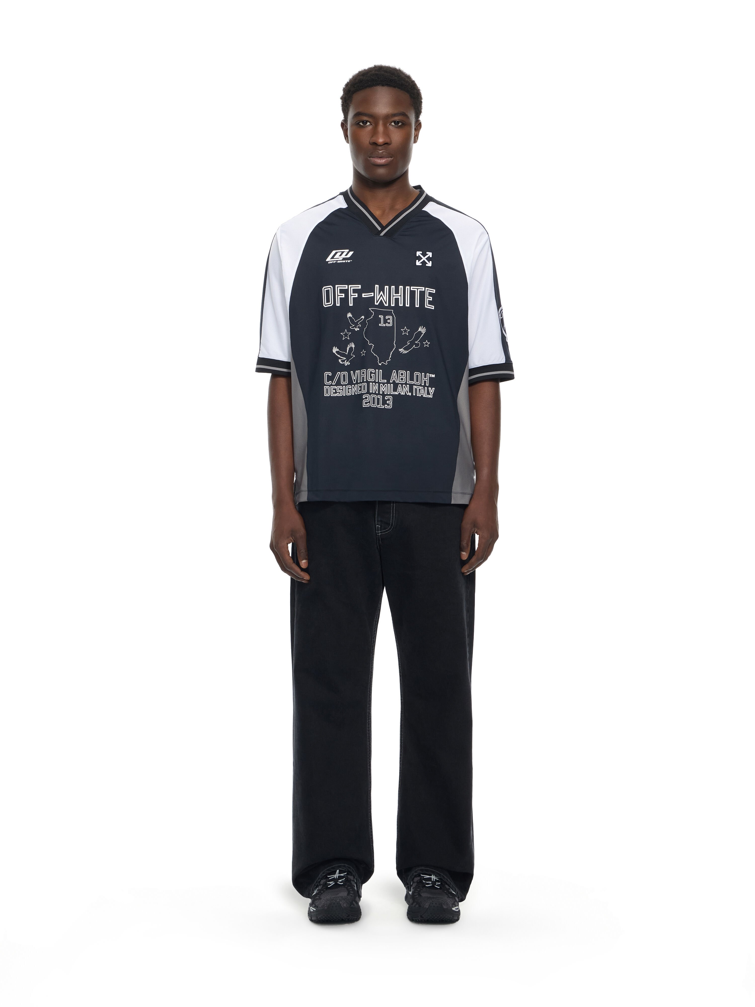 OFF WHITE Eagle Team Soccer S/S Top BLACK 44MAD013S26J001