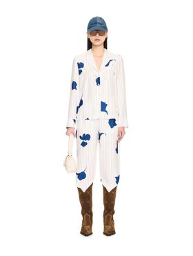 OFF WHITE LangäRmeliges Pajama-Hemd Mit Streifen Und Blumen WEISS OWGE016F24FAB001