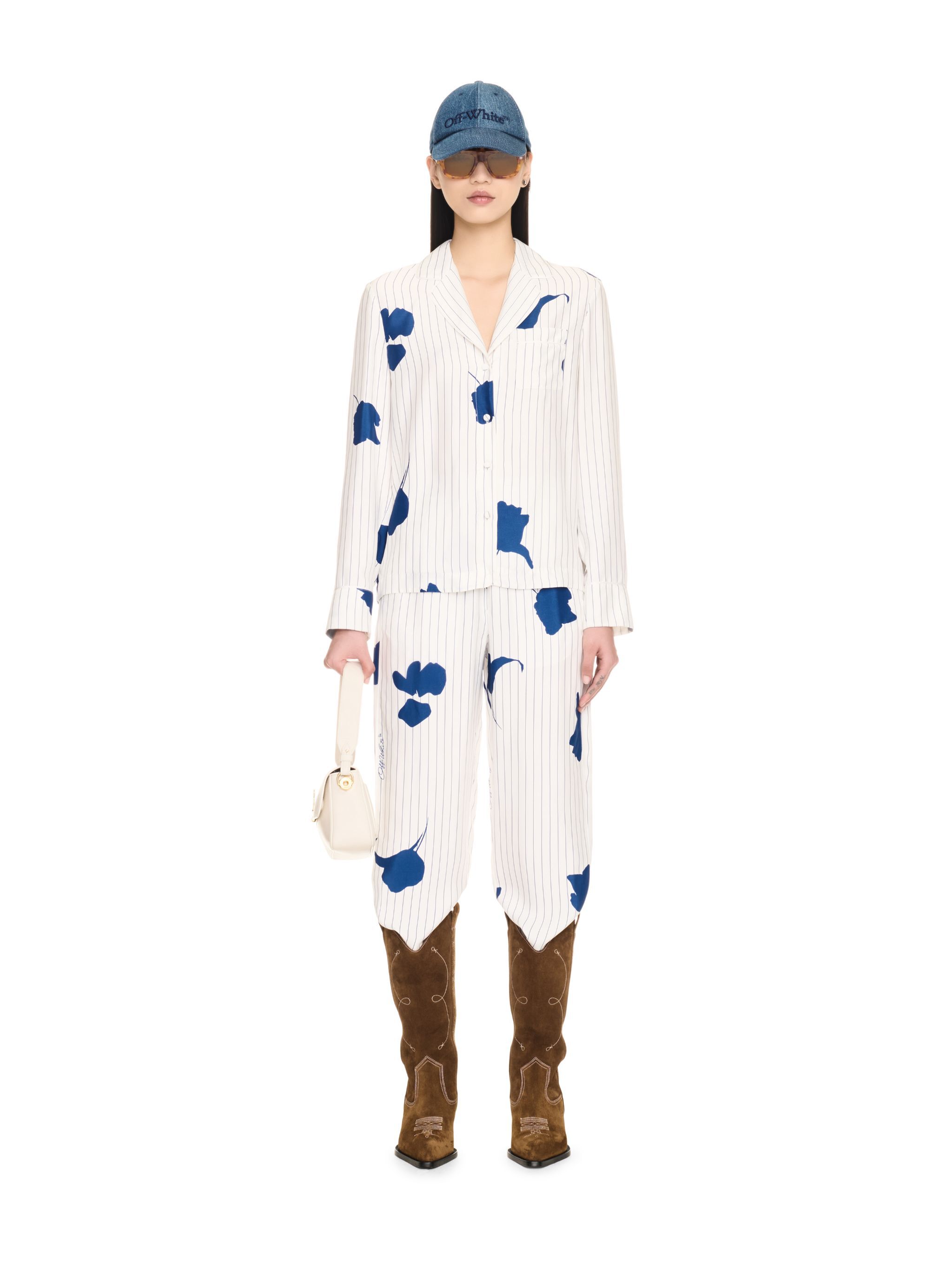 OFF WHITE Stripe Flwr Pajama Ls Shir WHITE OWGE016F24FAB001