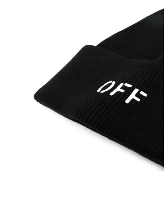 OFF WHITE Off Stamp Loose Knit Beanie BLACK WHITE OMLC030C99KNI001