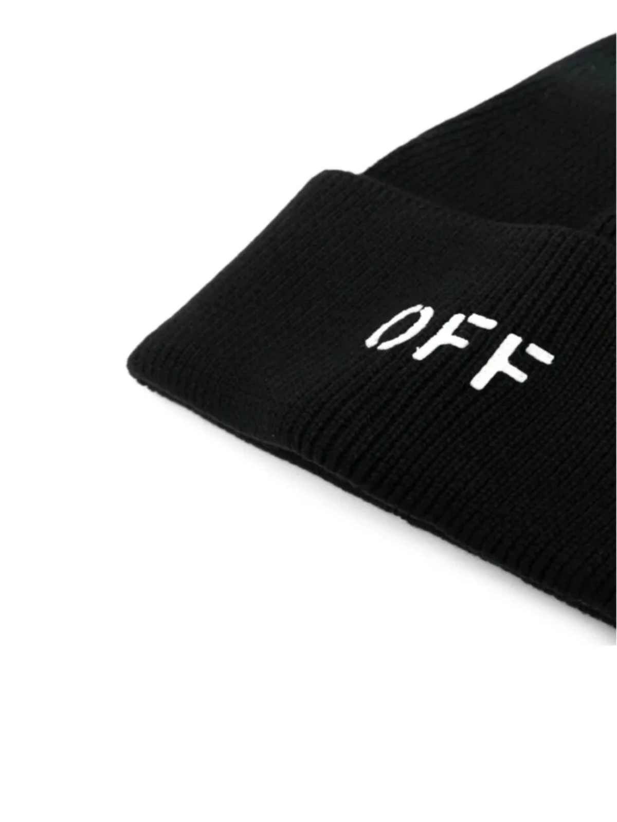 OFF WHITE Off Stamp Loose Knit Beanie BLACK WHITE OMLC030C99KNI001