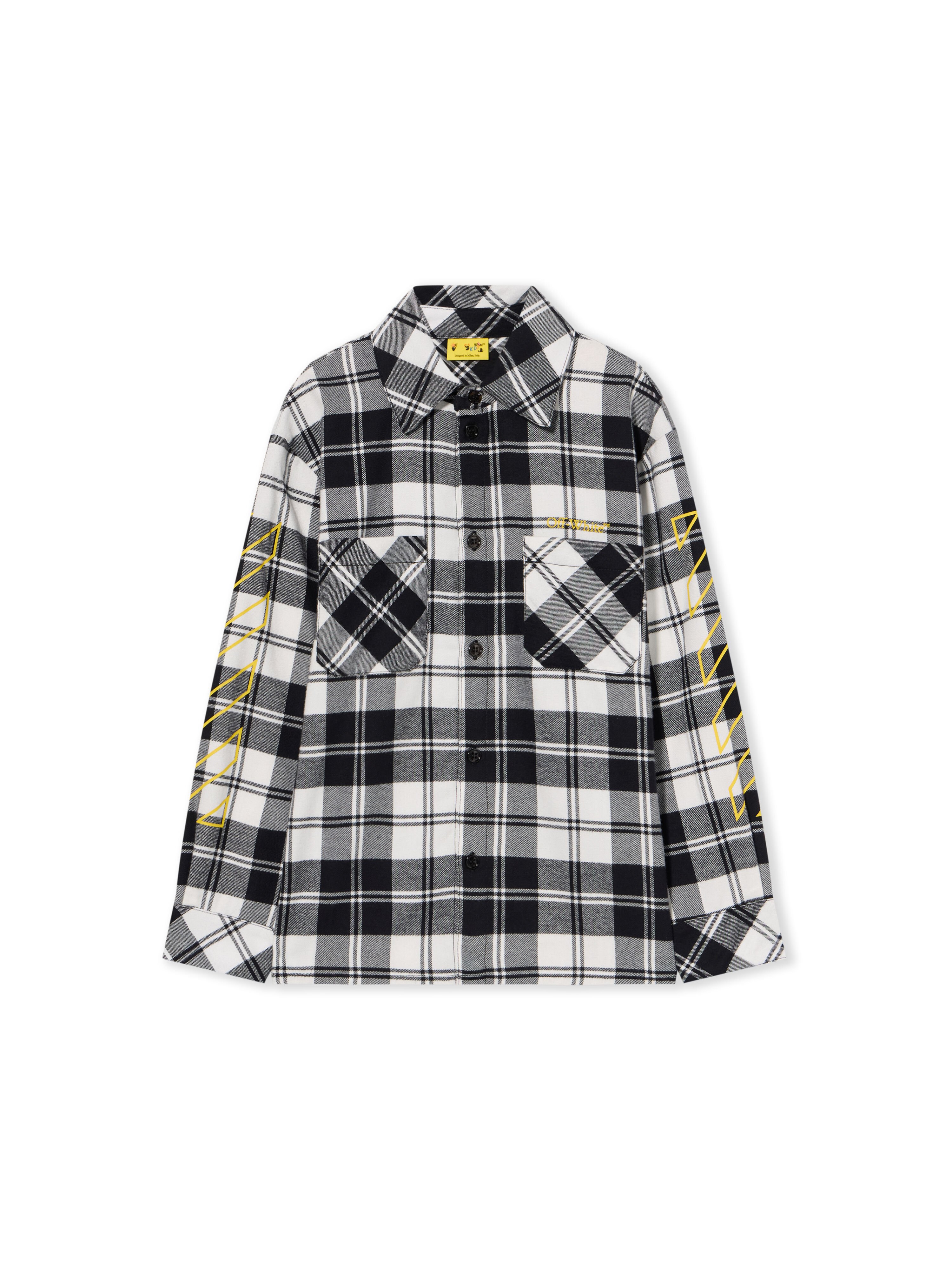 OFF WHITE Diagonal Flannel Shirt BLACK - YELLOW OBGA001F25FAB001