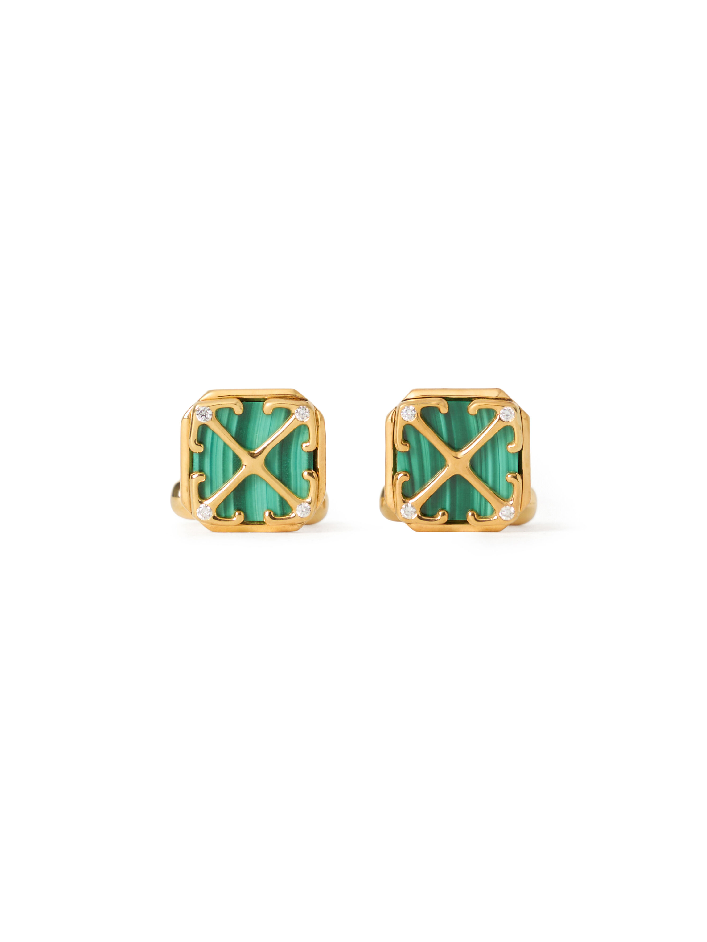 OFF WHITE Arrow Malachite Cufflinks YELLOW GOLD VERMEIL C078402