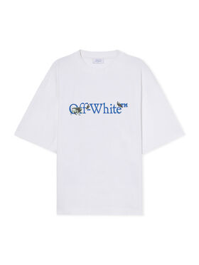 OFF WHITE Grifon Arrow Skate Logo T-Shirt WHITE - NAUTICAL BLUE OMAA120F25JER006