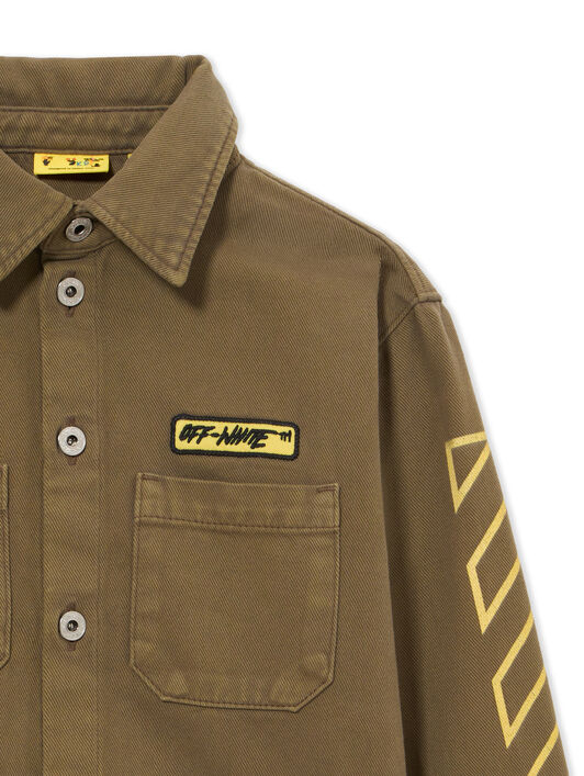 OFF WHITE Logo Patch Diag Shirt L/S MARTINI OLIVE 44BGE003S26F001