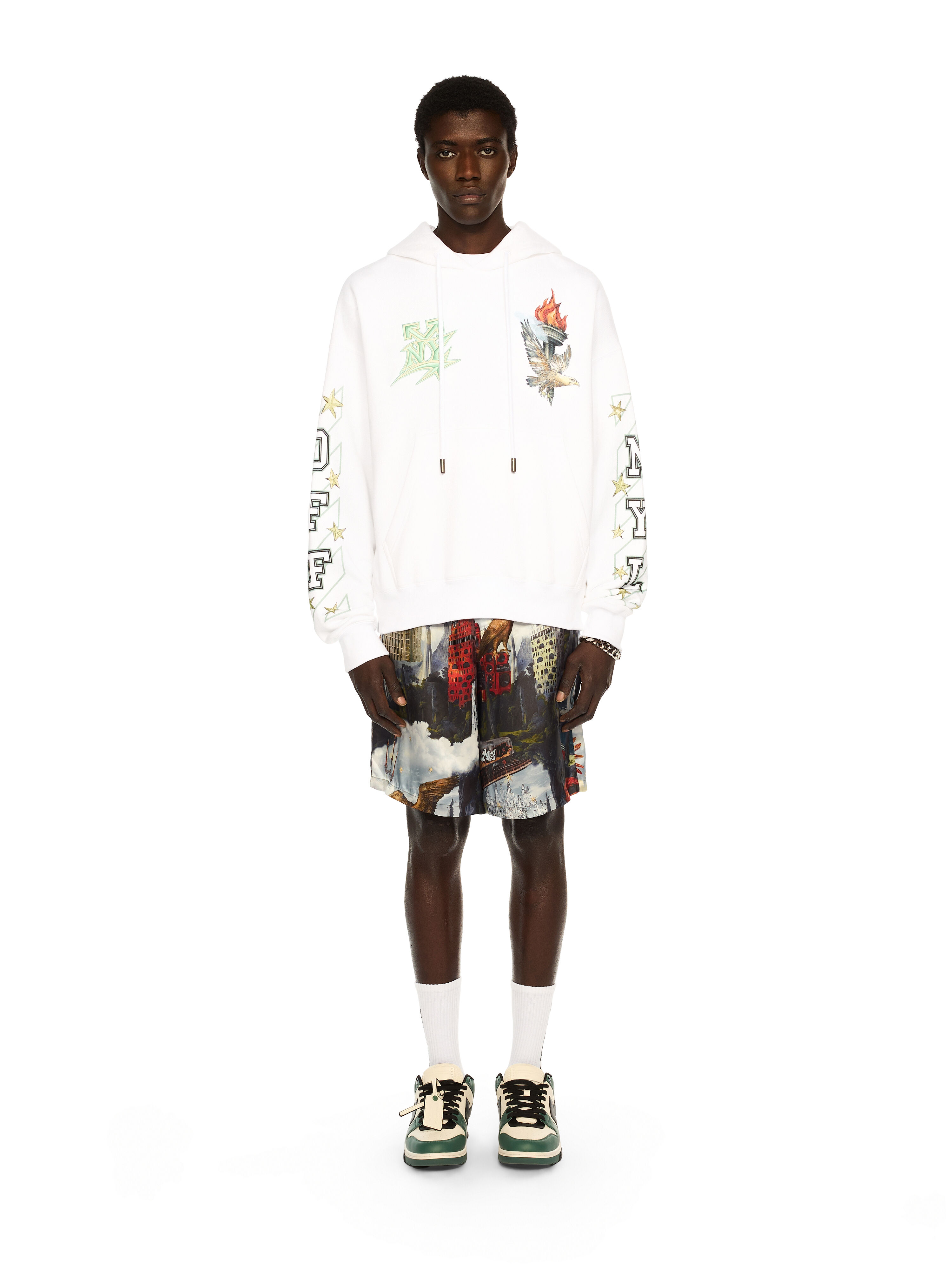 OFF WHITE OW x New York Liberty Hoodie WHITE OMBB085G25FLE00S