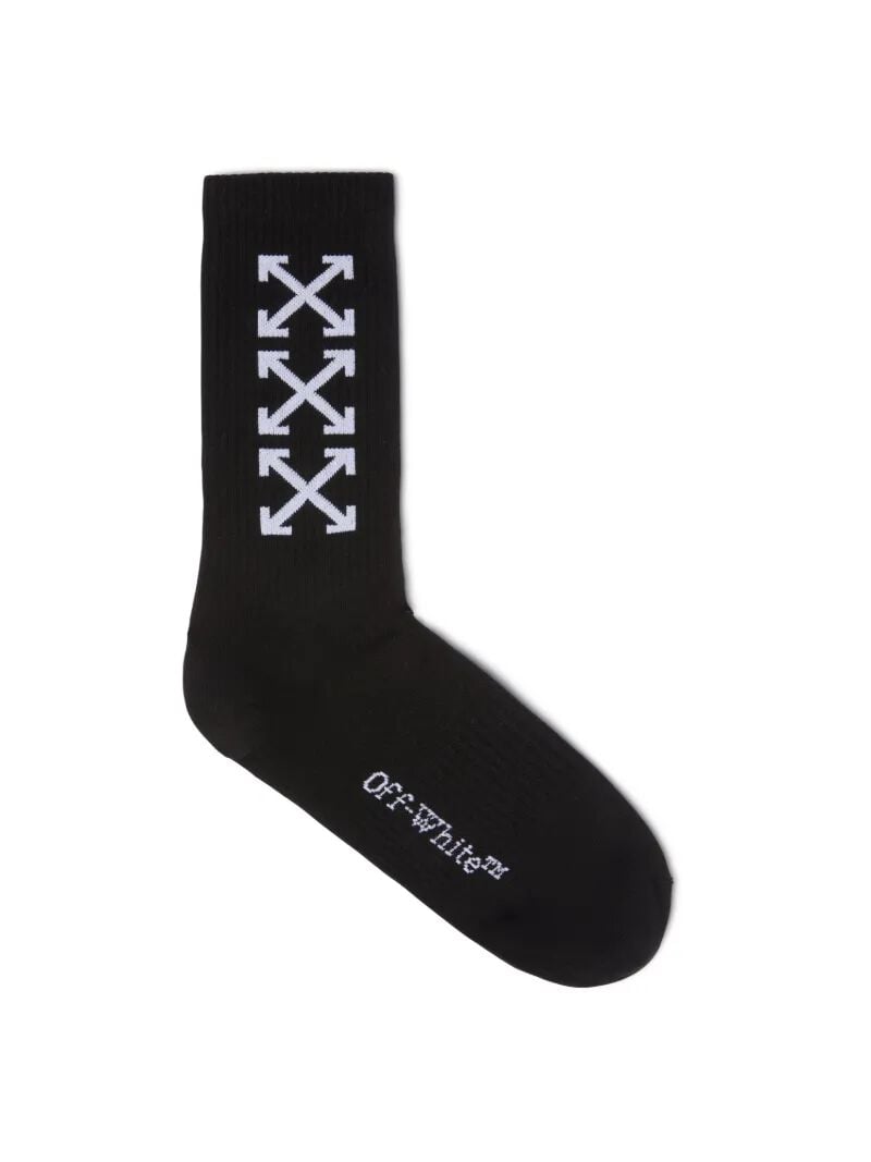 OFF WHITE Calzini Lunghi Neri Con Motivo Triple Arrow NERO OMRA08JS25KNI002