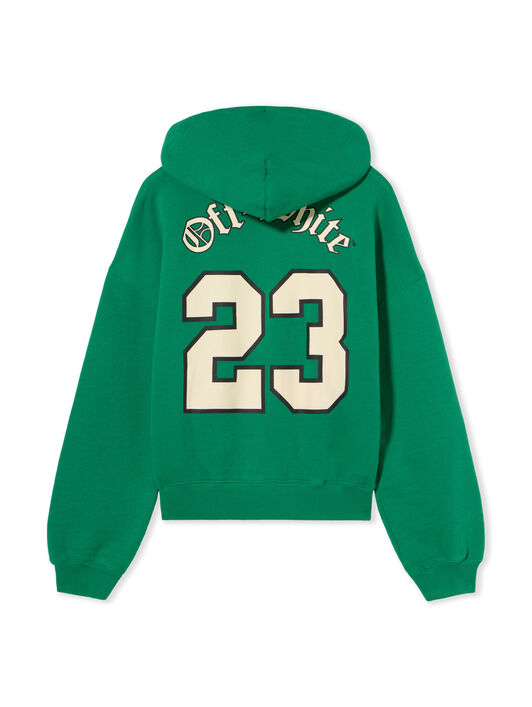OFF WHITE Football Over Hoodie COLLEGE GREEN WHISPER WHITE OMBB118S24FLE005
