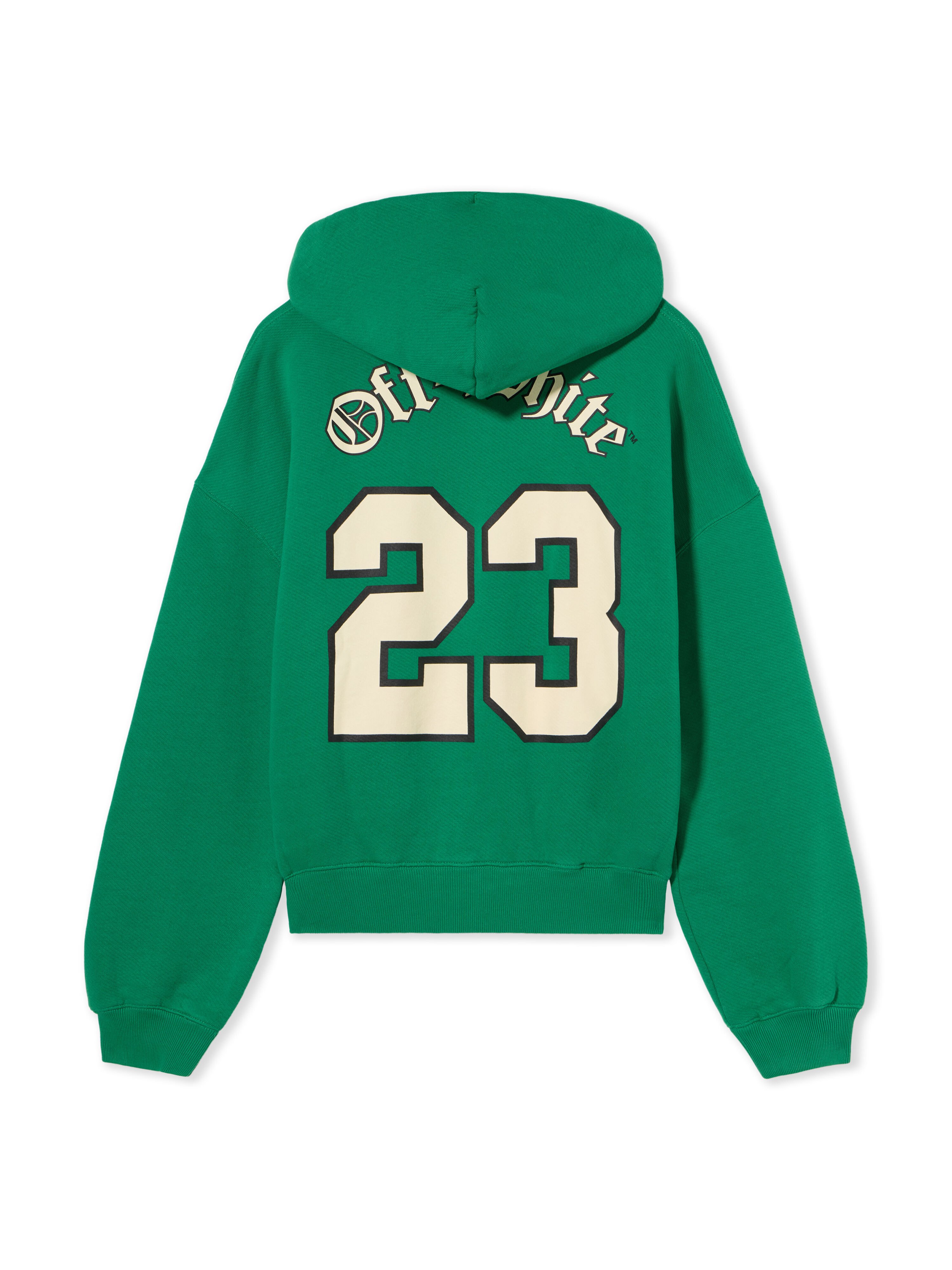 OFF WHITE Football Over Hoodie COLLEGE GREEN WHISPER WHITE OMBB118S24FLE005