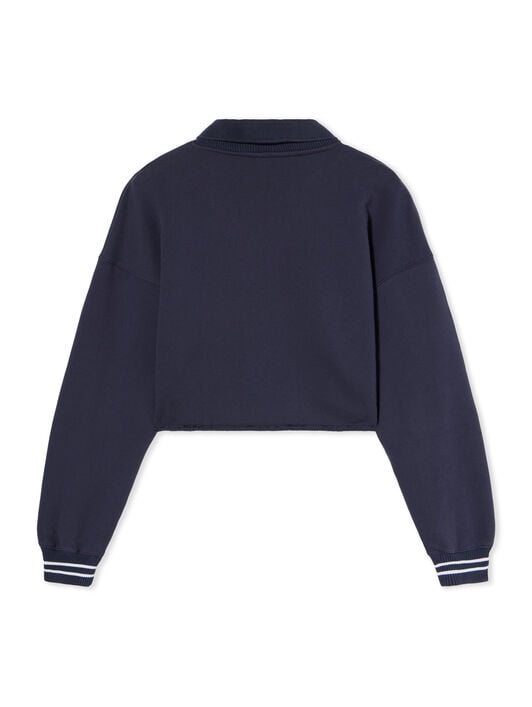 Embroidered Script Logo Crop Polo Sweater OFF WHITE Embroidered Script Logo Crop Polo Sweater DARK SAPPHIRE-DOUBLE CREAM OWBA07BF25FLE002