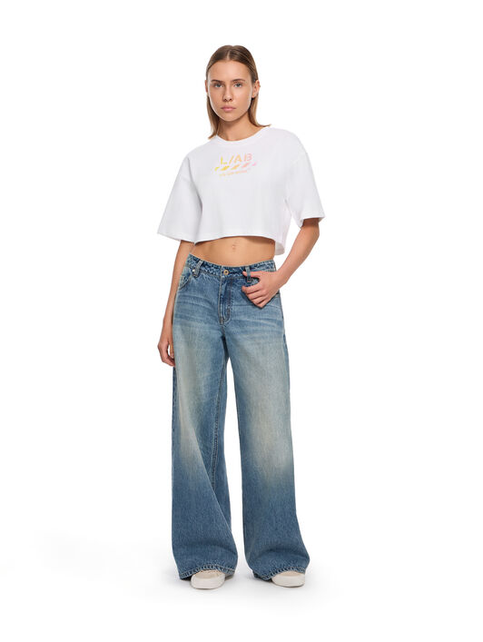 LAB L/AB Gradient Logo Cropped T-Shirt Bright White LABF2639A00037T