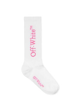 OFF WHITE Bookish Long Socks WHITE - FUCHSIA OGRA003F25KNI002