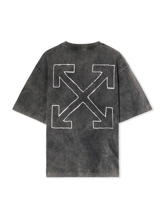 OFF WHITE News Outl Arrow Skate Logo T-Shirt VINTAGE BLACK - WHITE OMAA120F25JER009