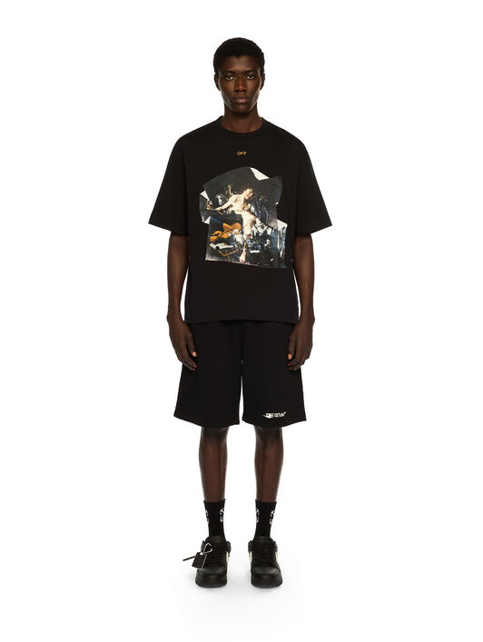 OFF WHITE Cupid Paper Skate Logo Tee BLACK - OCHER YELLOW OMAA120F25JER00R