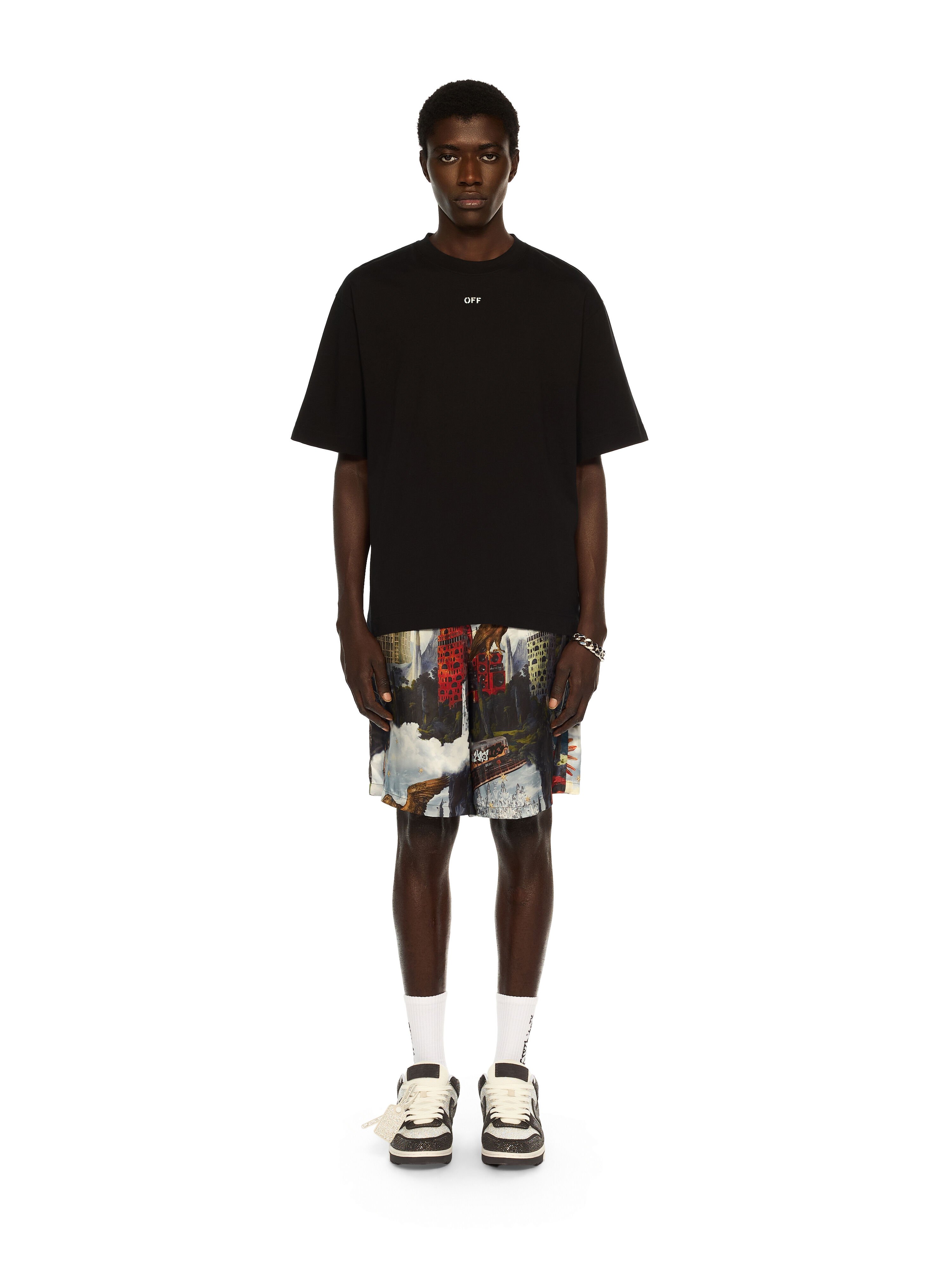 OFF WHITE Thinkman Arrow Skate Logo Tee BLACK - WHITE OMAA120F25JER008
