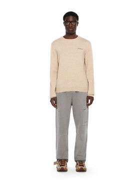OFF WHITE Quote Knit Crewneck Logo Sweater BEIGE MELANGE - ANTHRACITE OMHE20OF25KNI001