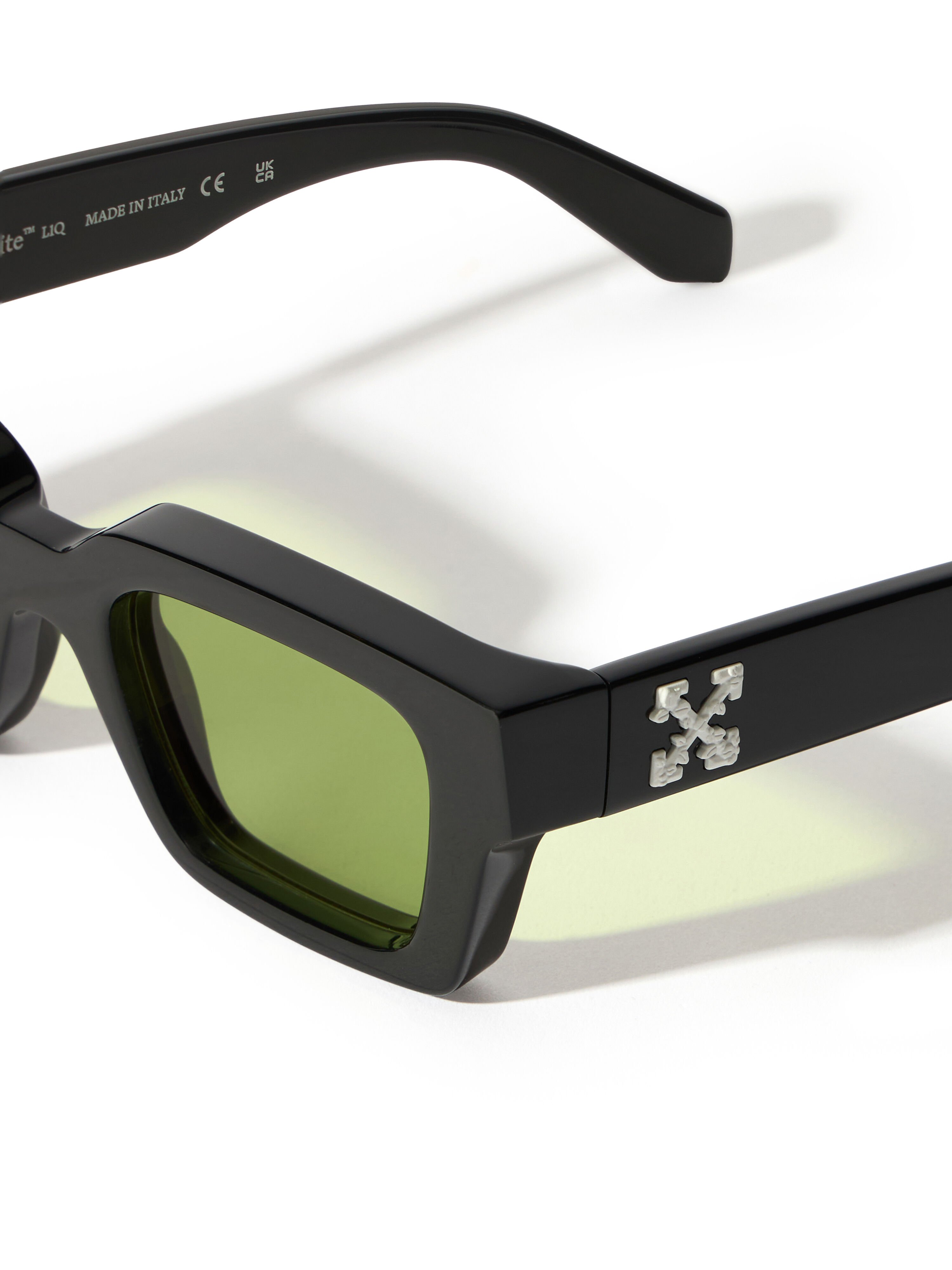 OFF WHITE Virgil  M Light Green Lens Sunglasses Shiny Black OW1022105050