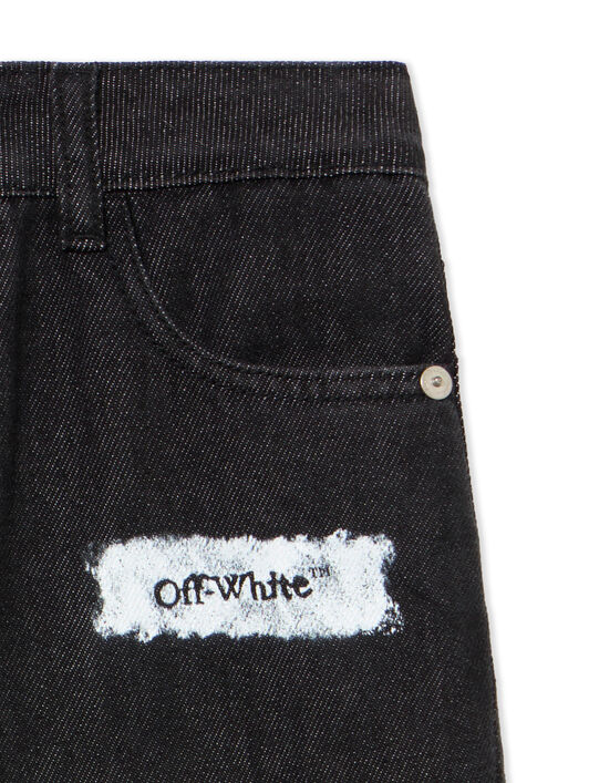 OFF WHITE Diagonal Sponge Logo Denim Pants BLACK - WHITE OBYA005F25DEN001
