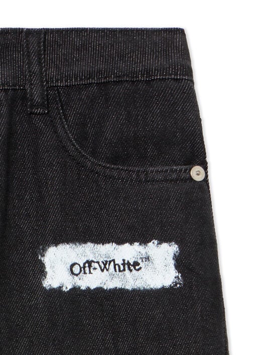 Diagonal Sponge Logo Denim Pants OFF WHITE Diagonal Sponge Logo Denim Pants BLACK - WHITE OBYA005F25DEN001