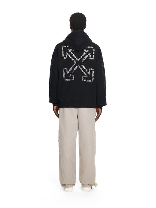 OFF WHITE Chain Arrow Diagonal Skate Hoodie BLACK 44MBB085S26F005