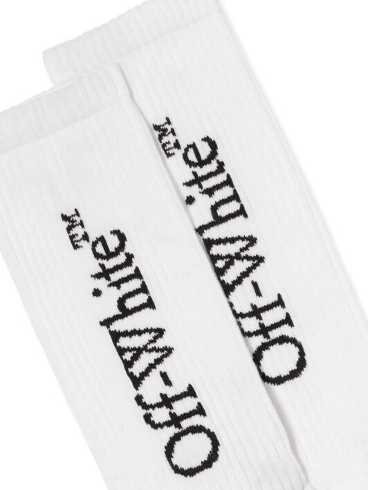 OFF WHITE Bookish Mid Calf Socks WHITE BLACK OMRA085C99KNI001