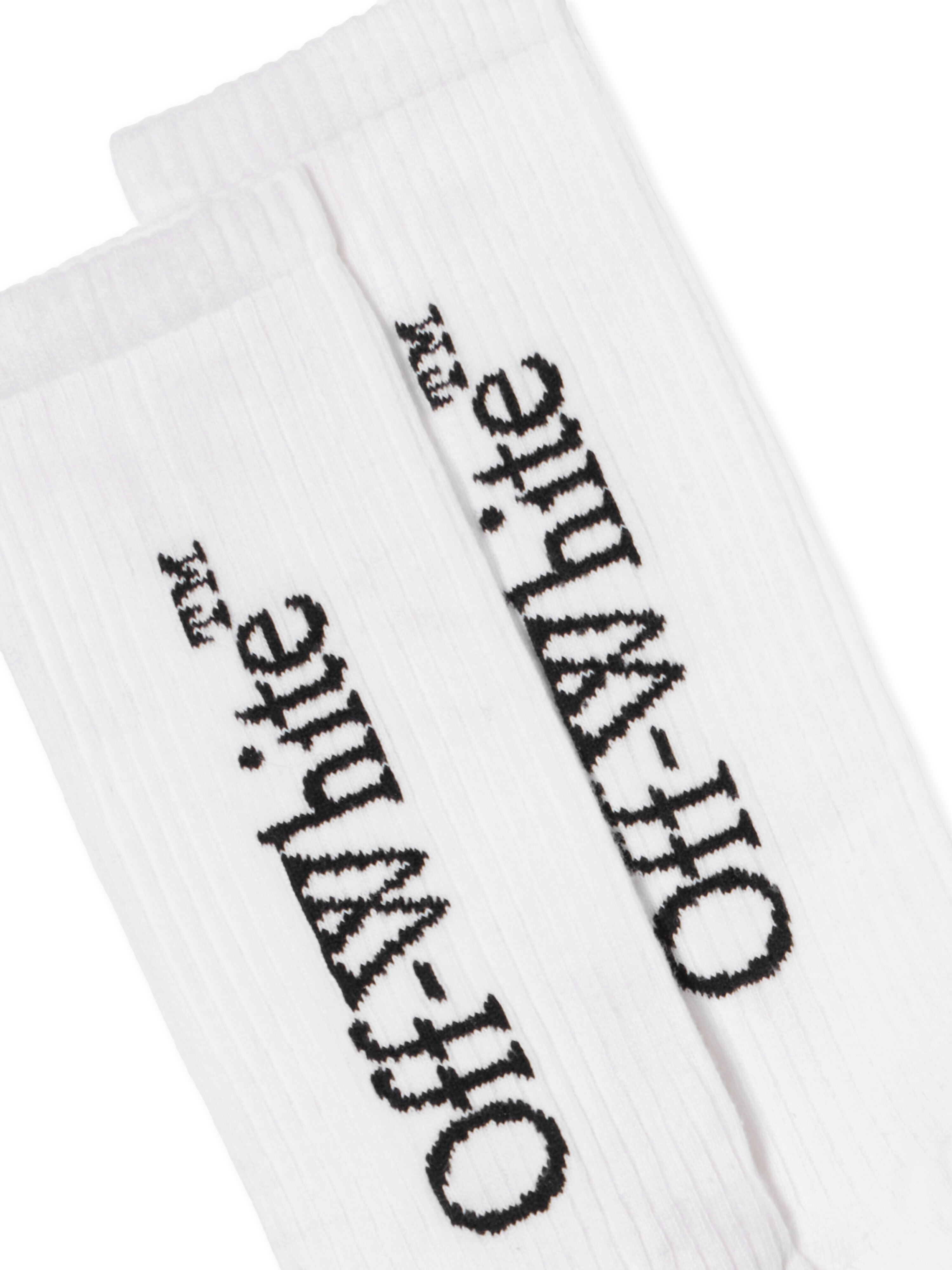 OFF WHITE Bookish Mid Calf Socks WHITE BLACK OMRA085C99KNI001