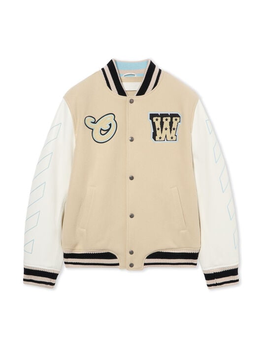 OFF WHITE Star Logo Varsity Jacket CREAM 44XJA122S26L002