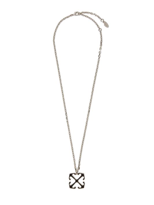 OFF WHITE Enamel Arrow Pendant Necklace BLACK OMOB157C99MET001