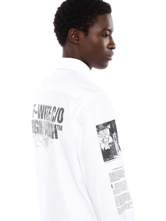Emblem Poplin Military Shirt OFF WHITE Emblem Poplin Military Shirt WHITE - BLACK OMGE04IF25FAB002