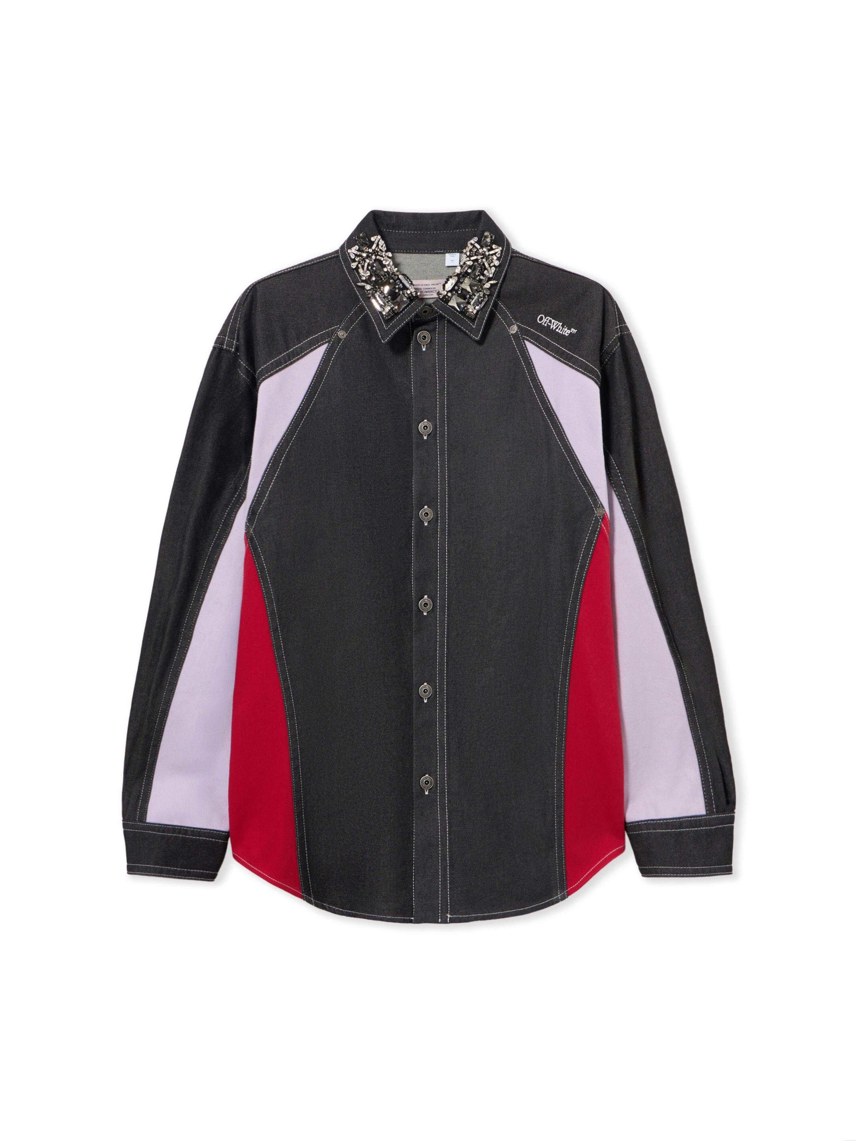 OFF WHITE Color Block Denim Crystal Overshirt BLACK 44MES01DZ26F002