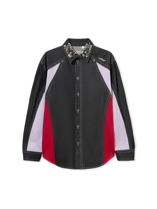 Color Block Denim Crystal Overshirt OFF WHITE Color Block Denim Crystal Overshirt BLACK 44MES01DZ26F002