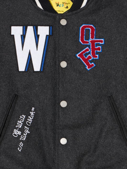OFF WHITE Terry Patch Varsity Jacket DARK GREY - RED OBEH001F25FAB001