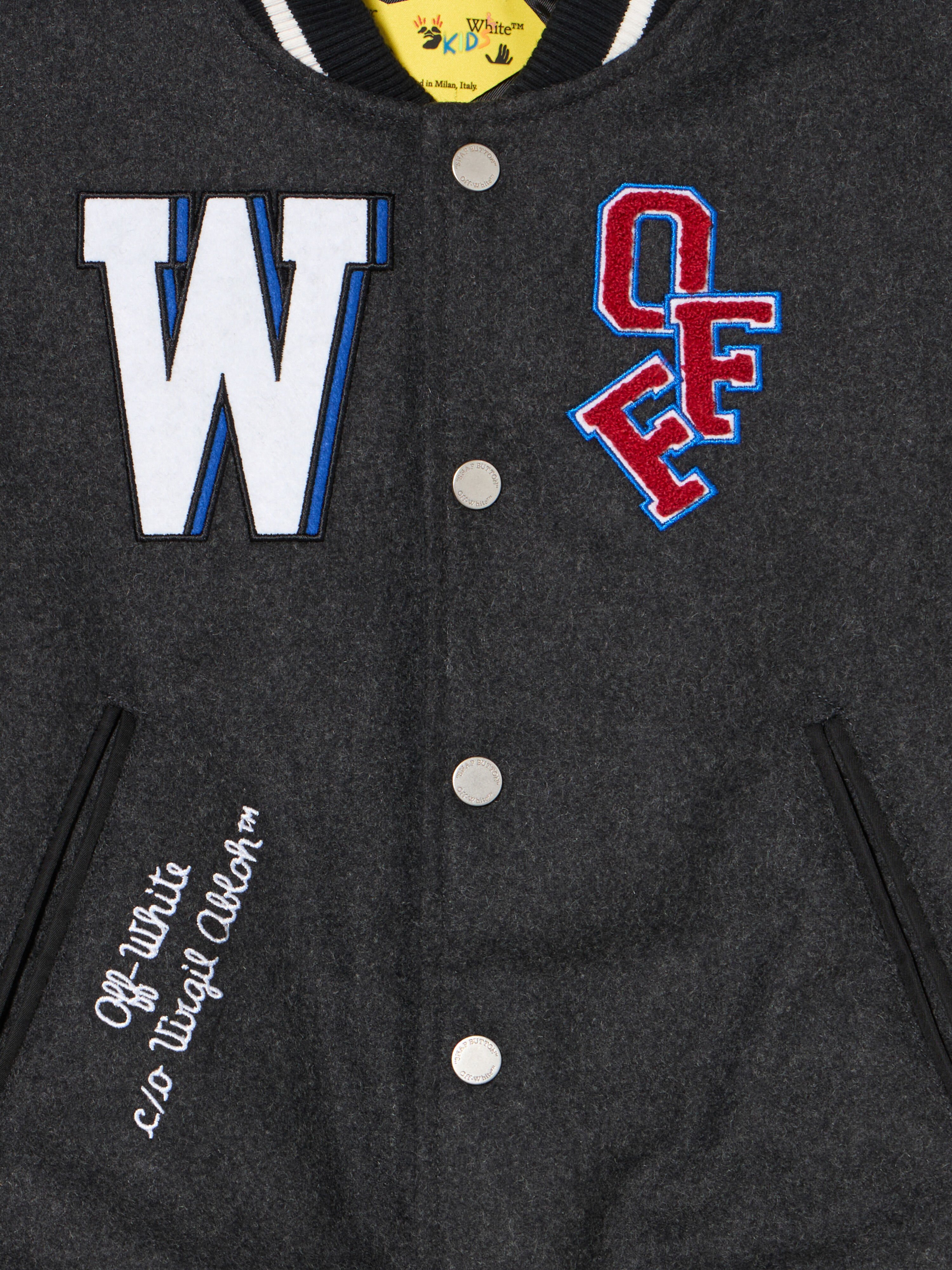 OFF WHITE Terry Patch Varsity Jacket DARK GREY - RED OBEH001F25FAB001