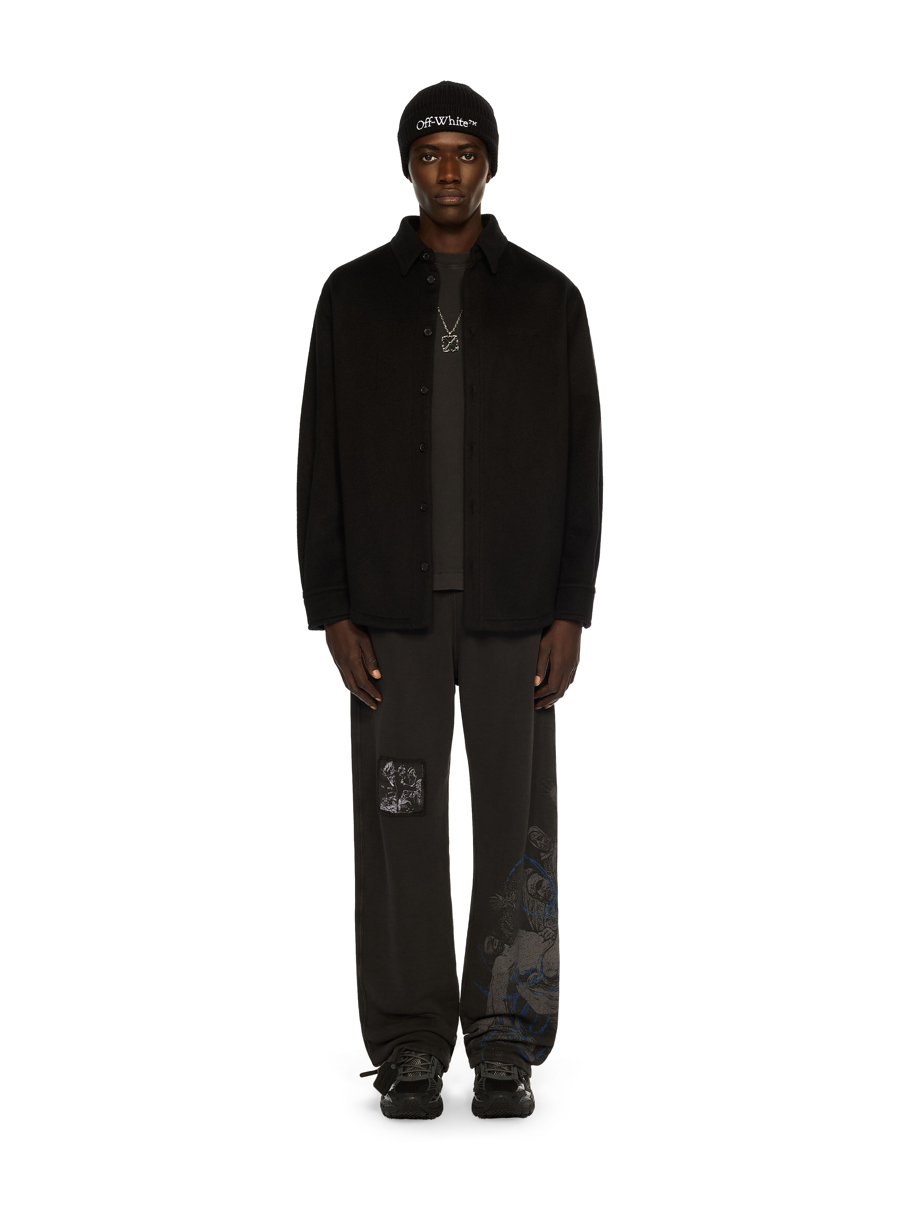 OFF WHITE Quote Military Overshirt BLACK - BLACK OMES01CF25FAB001