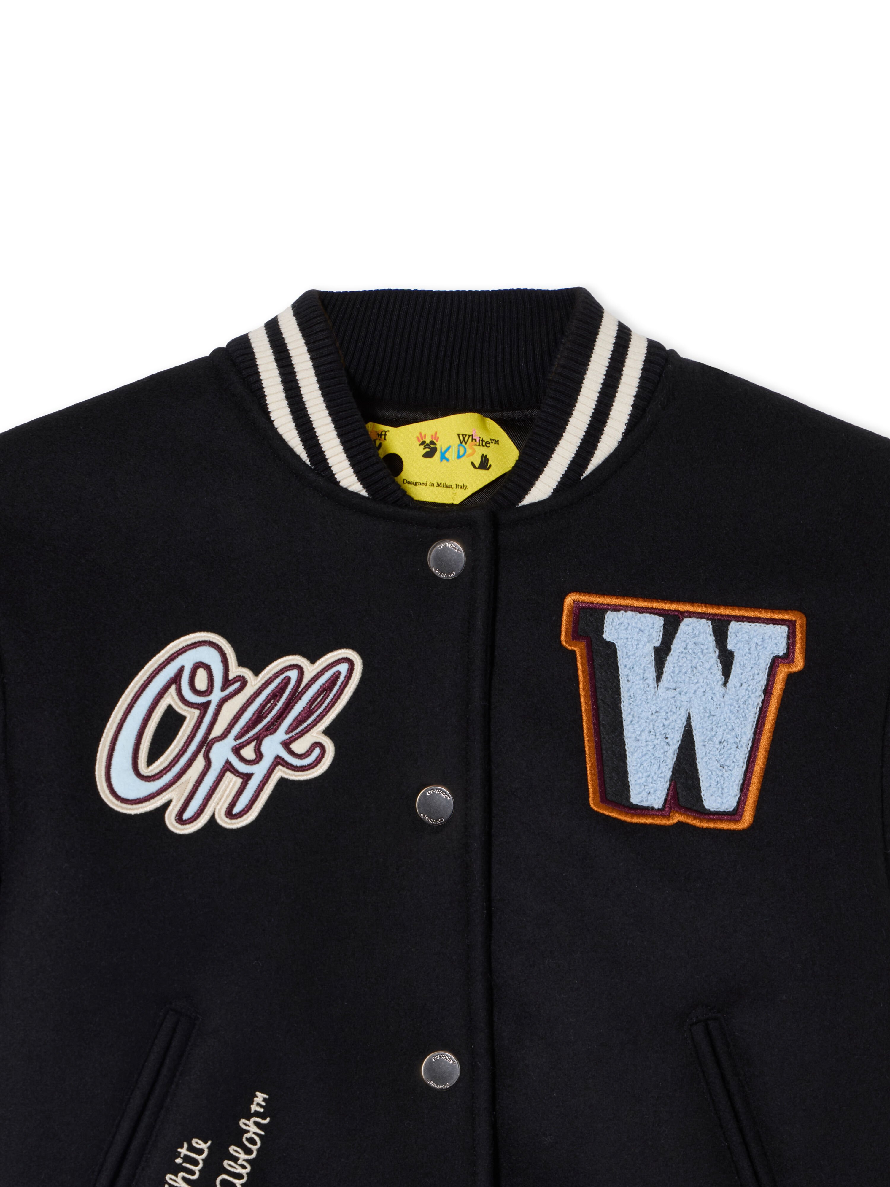 Off-White Patch Varsity Jacket OFF WHITE Off-White Patch Varsity Jacket BLACK 44BEH001F26F001