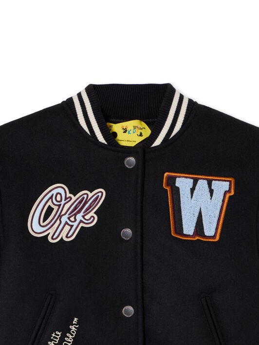 Off-White Patch Varsity Jacket OFF WHITE Off-White Patch Varsity Jacket BLACK 44BEH001F26F001