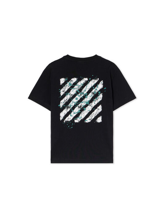 OFF WHITE Diagonal Splat T-Shirt BLACK - TEAL OBAA002F25JER00A