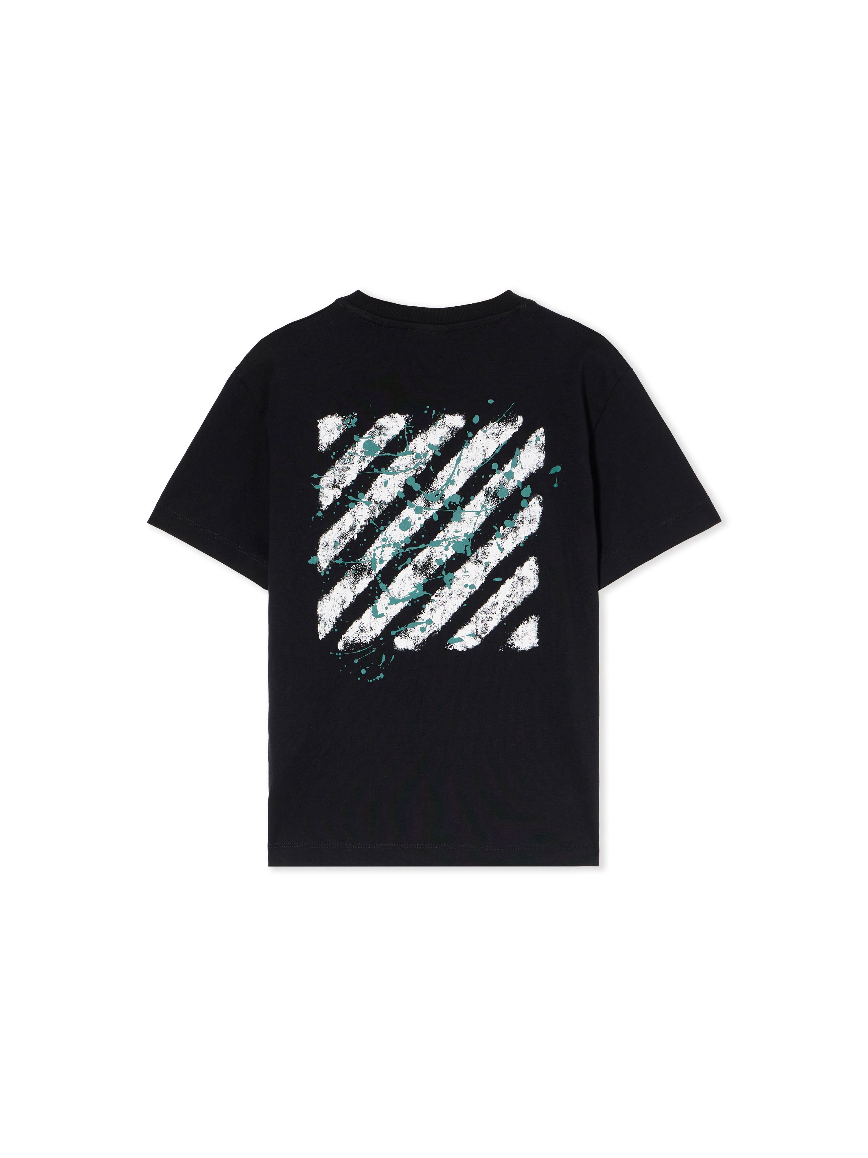 OFF WHITE Diagonal Splat T-Shirt BLACK - TEAL OBAA002F25JER00A