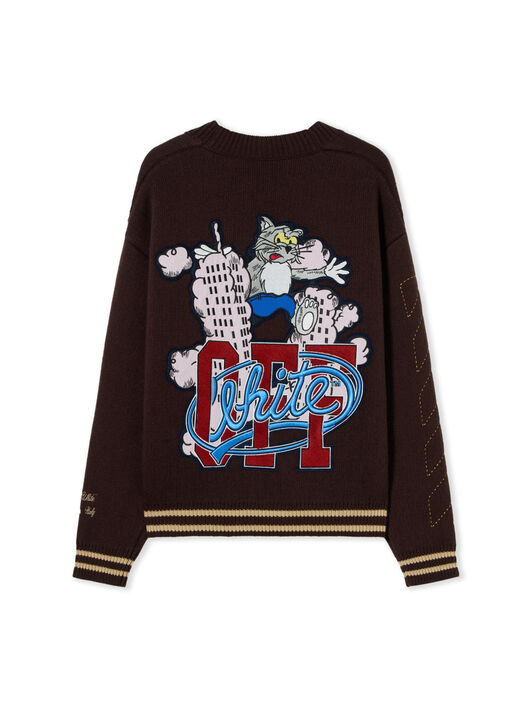 OFF WHITE College Varsity Knit Cardigan FRENCH ROAST 44MHB019F26K001