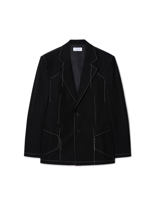Black 00 Wool Blazer OFF WHITE Black 00 Wool Blazer BLACK OMEN09HS25FAB003