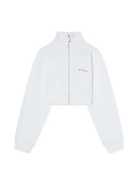 OFF WHITE Arrow Chinè Flower Crop Zip Up White Hawthorn Rose 2FE00508T
