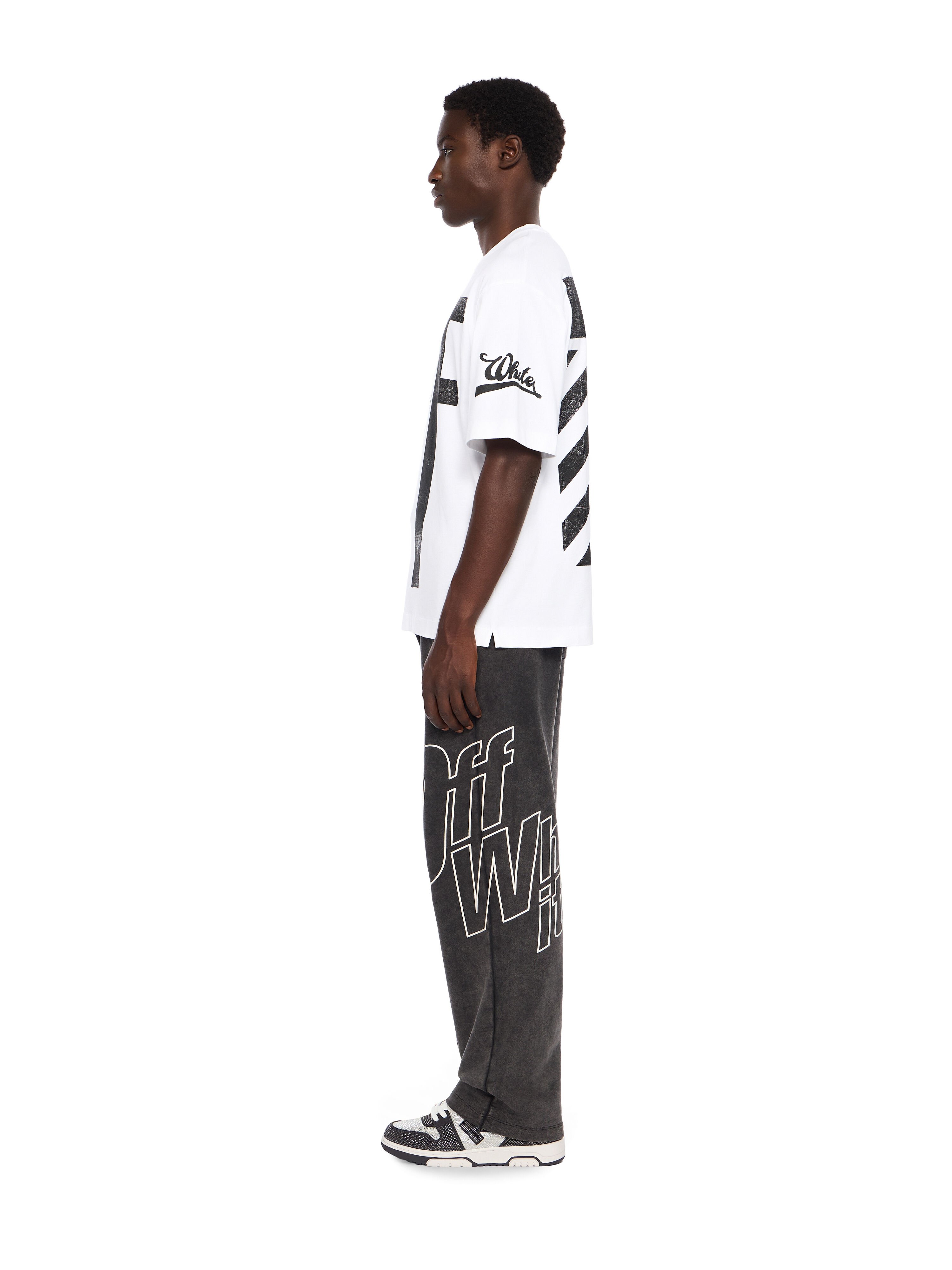 OFF WHITE Big Off Diagonal Skate Logo T-Shirt WHITE - BLACK OMAA120F25JER00L