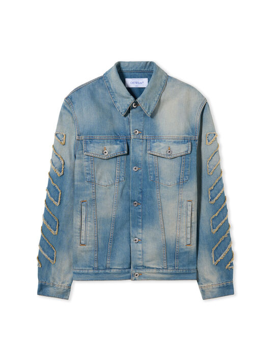 OFF WHITE Diagonal Raw Patch Denim Jacket DIRTY BLUE - DIRTY BLUE OMYE09BF25DEN001
