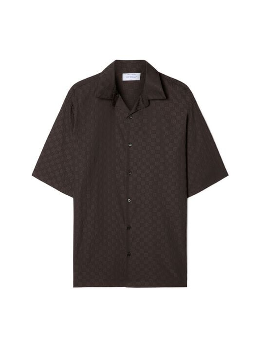 OFF WHITE Chocolate Jacquard Check Bowling Shirt BROWN OMGG013S25FAB004