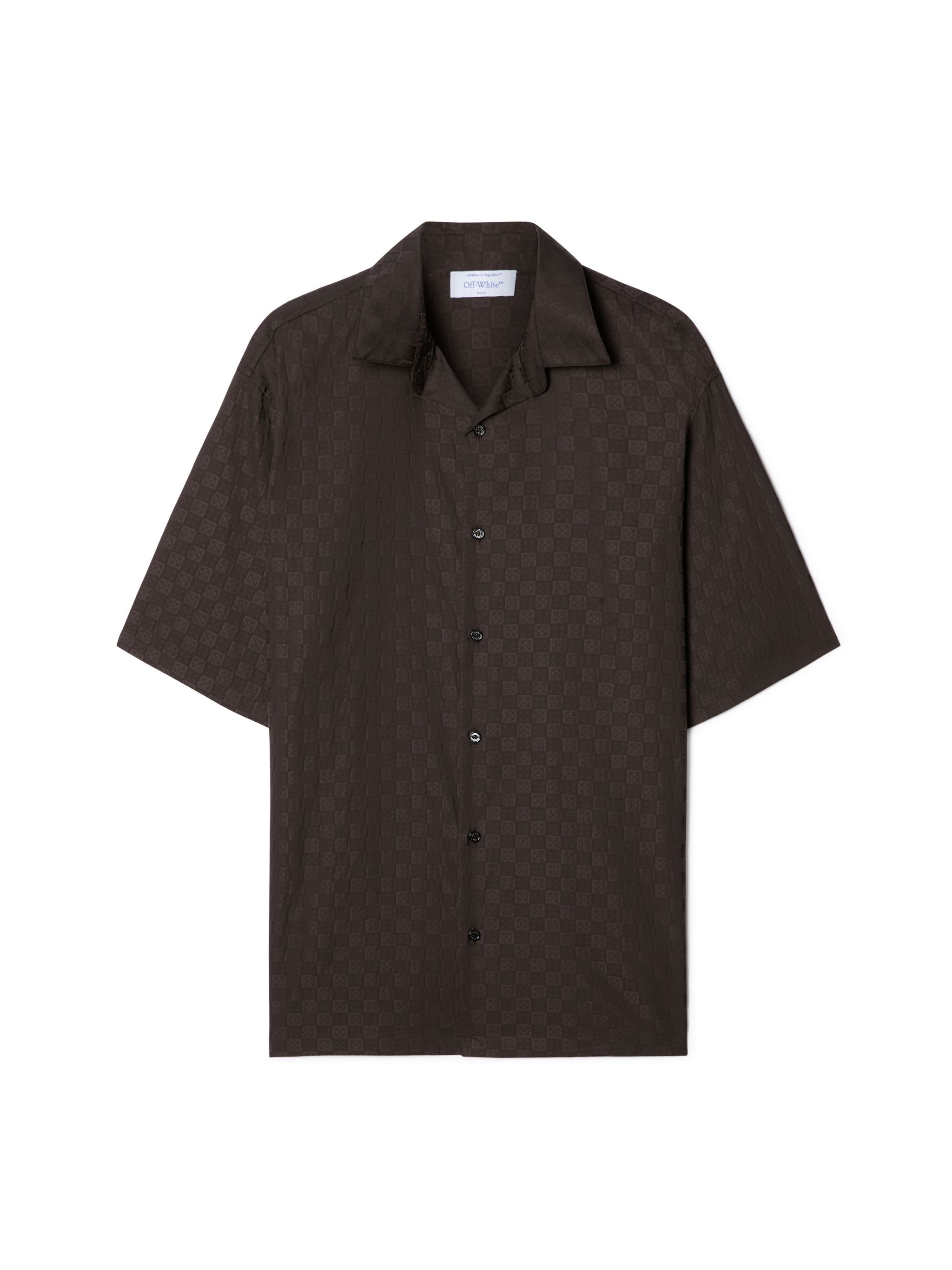 OFF WHITE Chocolate Jacquard Check Bowling Shirt BROWN OMGG013S25FAB004